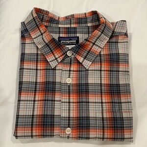 Patagonia Men's Plaid Shirt - Red and Blue Lightweight